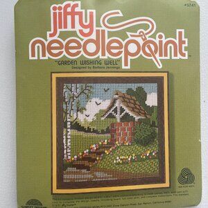 Jiffy Needlepoint Kit Garden Wishing Well #5741 Sunset Designs 1980 B. Jennings